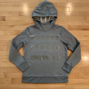 Under Armour Women’s Small Coldgear Gray Hooded Sweatshirt Athletic Hoodie
